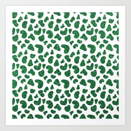 Elegant Emerald Green Glitter Gradient Cheetah Print  Art Print
