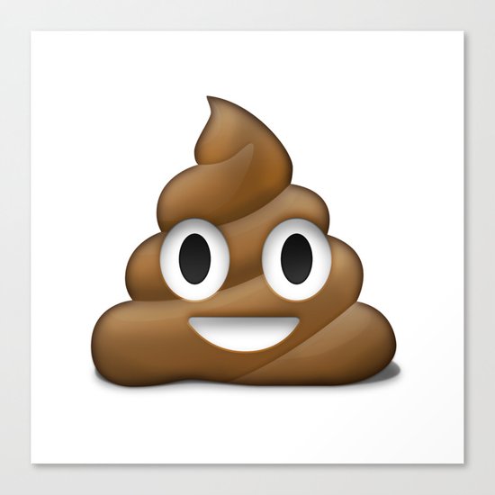 Smiling Poo Emoji (White Background) Canvas Print by Michael Flarup
