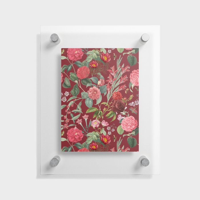 Blooming Garden - Red Dahlia Lush Floral Pattern Floating Acrylic Print
