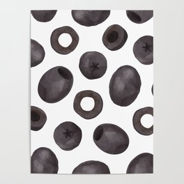 Black olive watercolor pattern print Poster