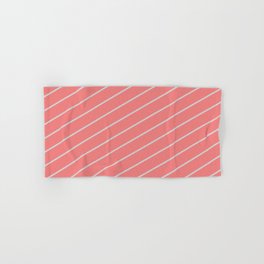 [ Thumbnail: Light Grey & Light Coral Colored Striped/Lined Pattern Hand & Bath Towel ]