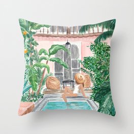 Moroccan Dream - Brunette Hair (Other Hair & Skin Tones Available) Throw Pillow