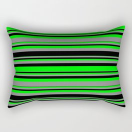 [ Thumbnail: Lime, Gray, and Black Colored Striped/Lined Pattern Rectangular Pillow ]