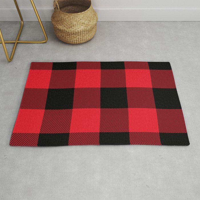 Big Red and Black Buffalo Plaid Rug by annaleeblysse Society6