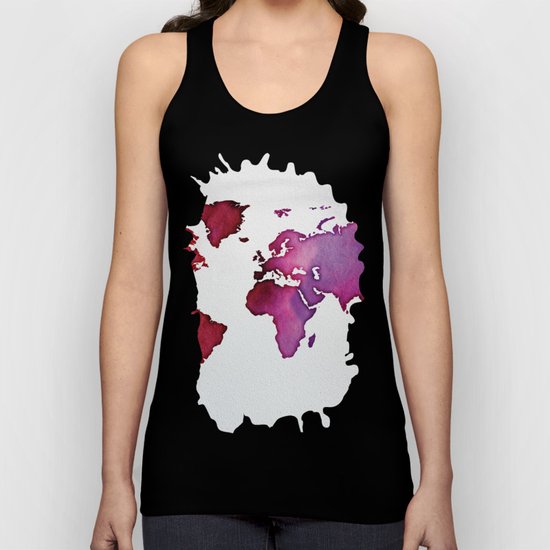 Red & Pink World Map Unisex Tank Top
