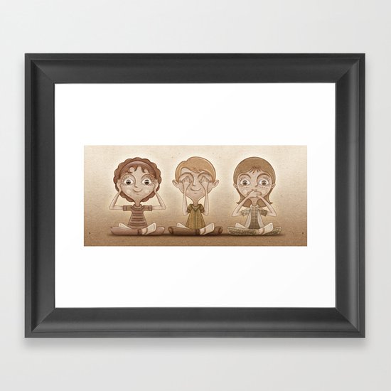 I don't hear, I don't see, I don't speak. Framed Art Print