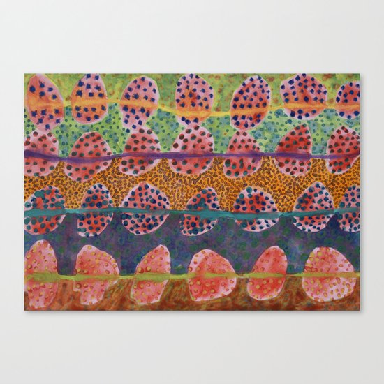 Red Round And Dotted Forms Canvas Print