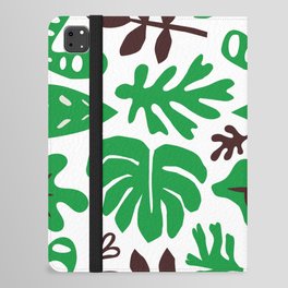 Green tropical leaf doodle pattern iPad Folio Case