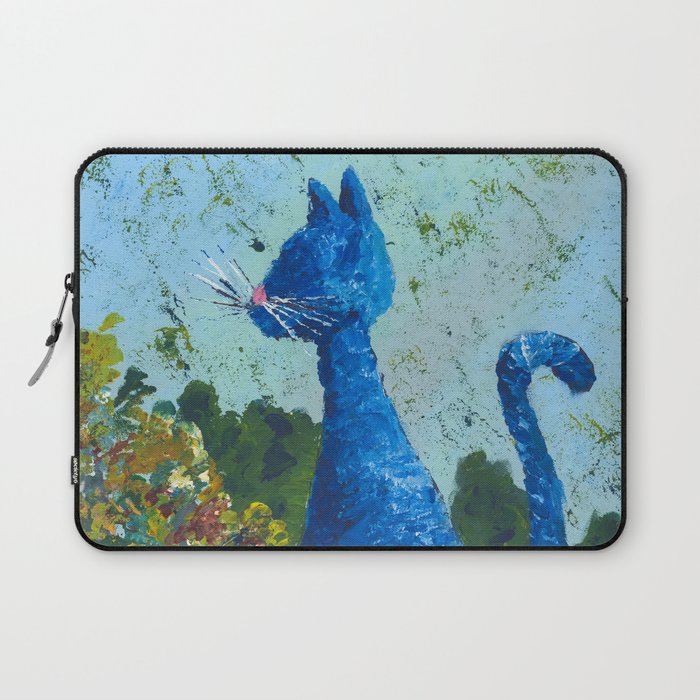 Blue Cat in the Bushes Laptop Sleeve