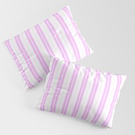 Lilac Pink and White Vintage American Country Cabin Ticking Stripe Pillow Sham