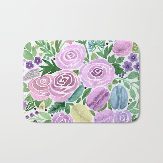 Watercolor . Macaroons in the colors . Bath Mat