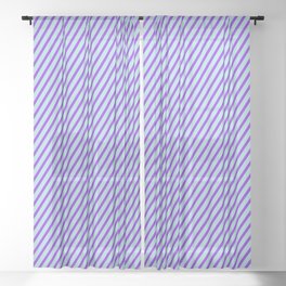 [ Thumbnail: Powder Blue & Purple Colored Stripes Pattern Sheer Curtain ]
