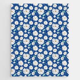 Wildflower white daisies on blue  Jigsaw Puzzle