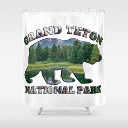 Grand Teton National Park Grizzly Bear Landscape Mountains Wyoming Shower Curtain