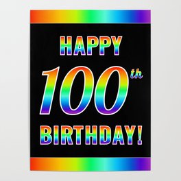 [ Thumbnail: Fun, Colorful, Rainbow Spectrum “HAPPY 100th BIRTHDAY!” Poster ]