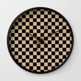 Black and Tan Brown Checkerboard Wall Clock