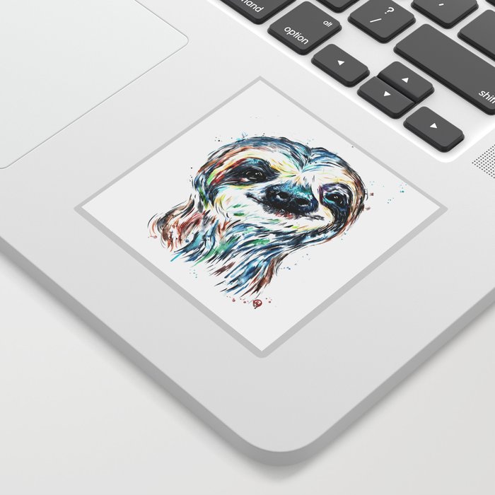 Smiling Sloth Baby Colorful Watercolor Painting Sticker By