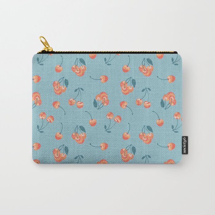 Cherries on Blue Carry-All Pouch