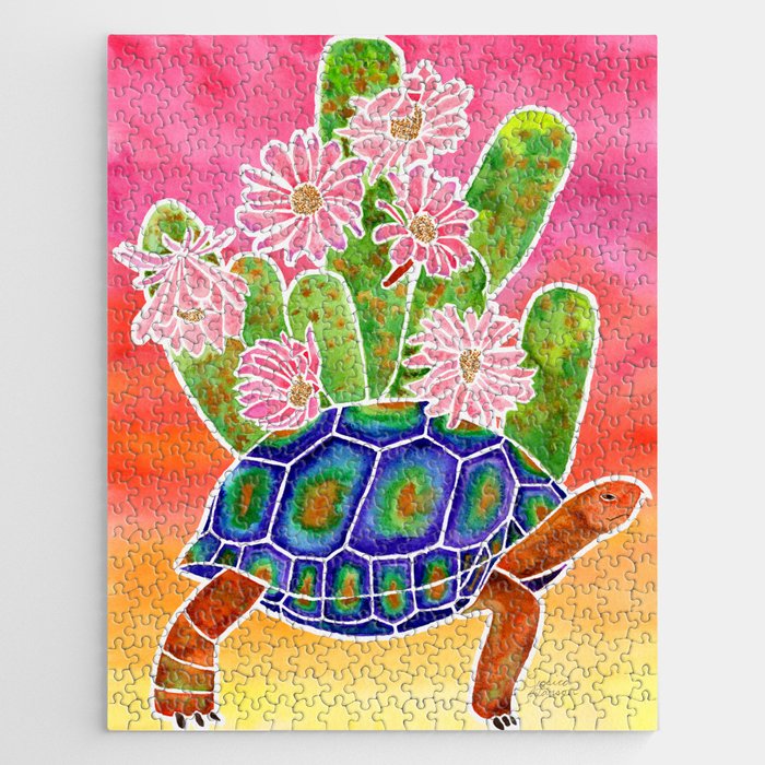 Tortoise - Sunset Ombre Background Jigsaw Puzzle