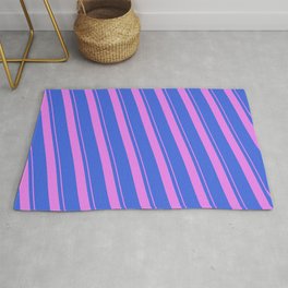 [ Thumbnail: Violet and Royal Blue Colored Lines Pattern Rug ]