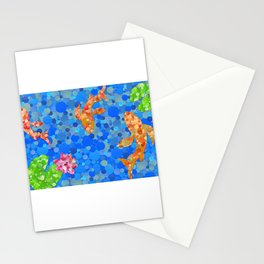 Colorful Modern Koi Fish Pond Art by Sharon Cummings Stationery Card
