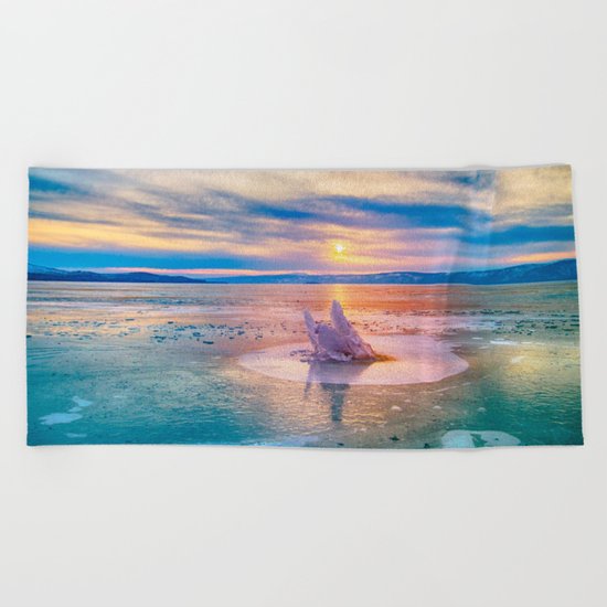 The Strange Ice Circle of Baikal Beach Towel