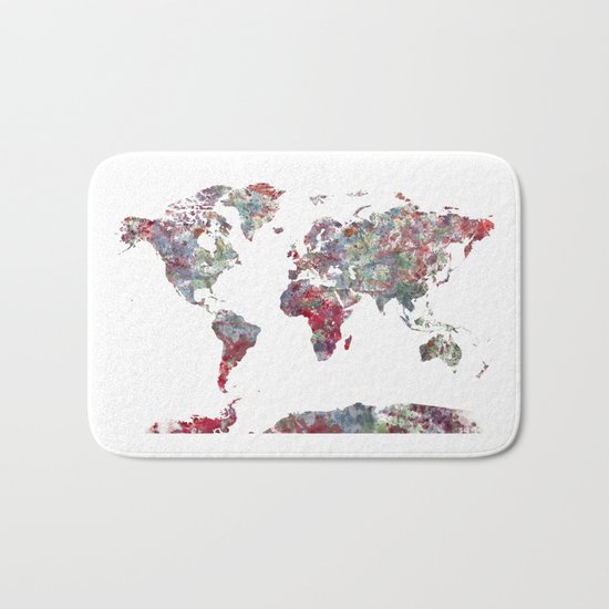 World Map Bath Mat