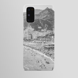 Black and White Amalfi Coast Landscape | Coastal Beach Summer Art Print | Travel Photography in Italy Android Case