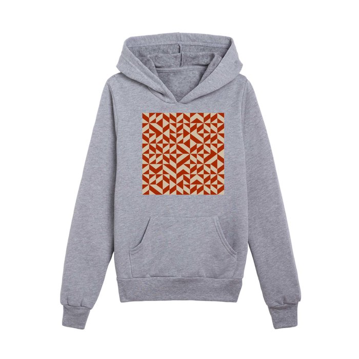 Geometric 19 Brick Red Kids Pullover Hoodie by apricot birch