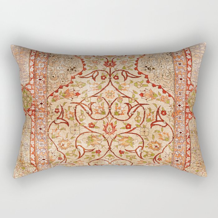 Hereke Northwest Anatolian Silk Rug Print Rectangular Pillow