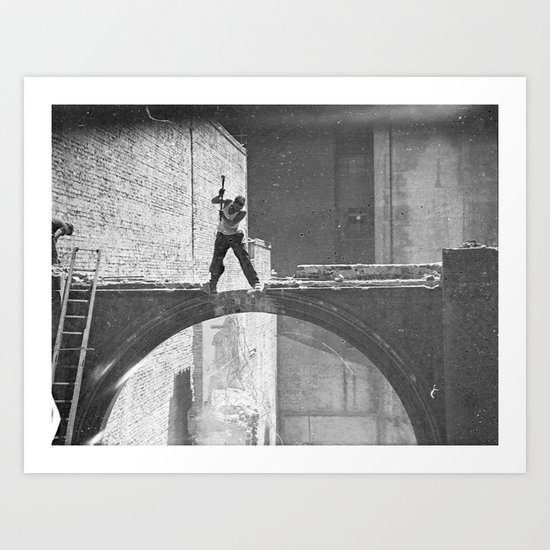 Old photo man of the bridge Art Print
