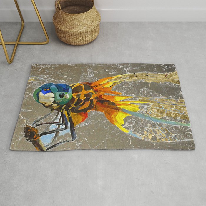 Silver dragonfly Rug