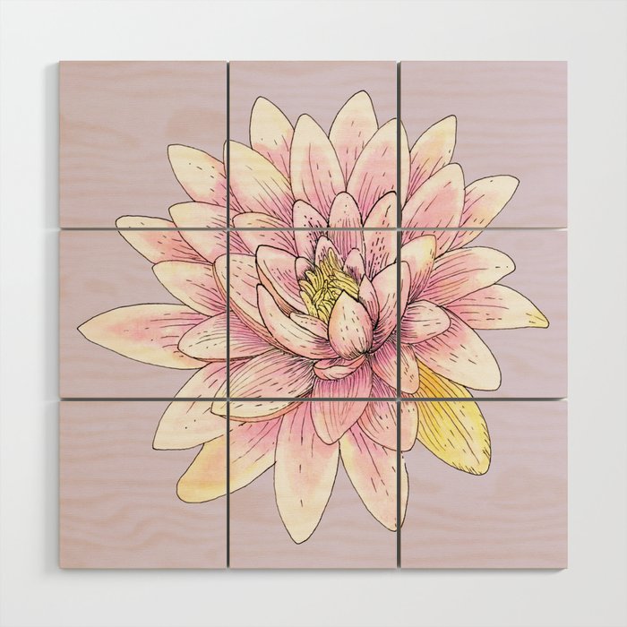 Pink Lotus Flower Wood Wall Art