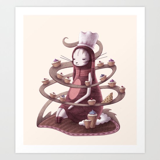 Bunny with Cupcakes and Cheese Art Print