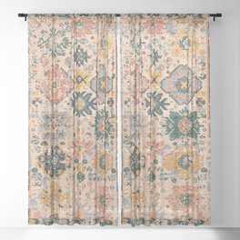 Oriental Vintage Carpet Design Sheer Curtain