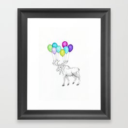 moose with balloons Framed Art Print