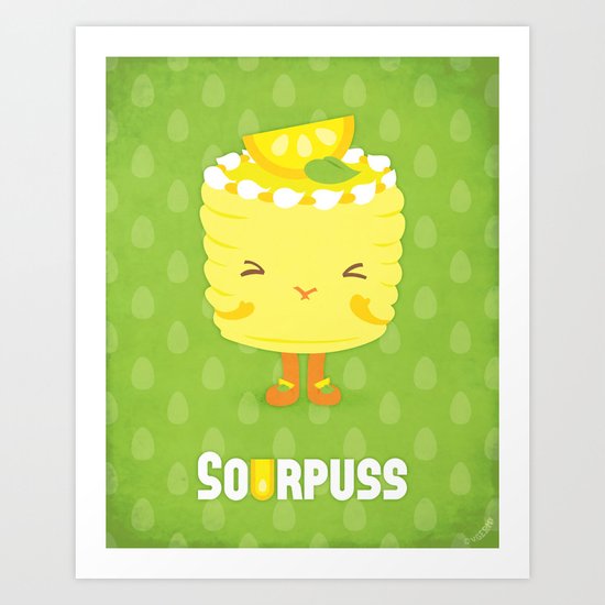 Sourpuss Lemon cake Art Print