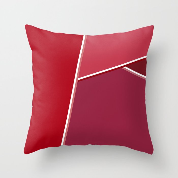 Minimal gradient red color block and stripes lines Throw Pillow
