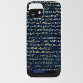 Ancient Egyptian Hieratic - navy & Green iPhone Card Case