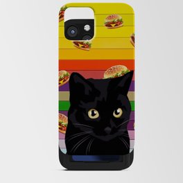Black cat and burgers, Black cat collage iPhone Card Case
