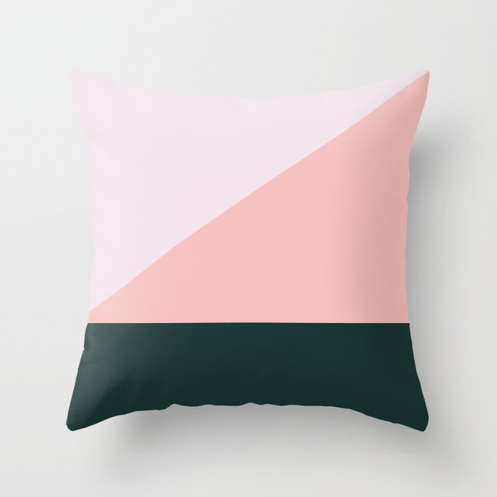 Green and pink abstract art Throw Pillow