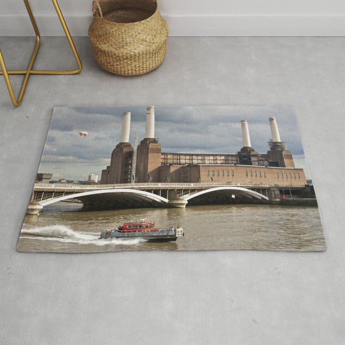 Battersea Power Station with Pink Floyd Pig Rug