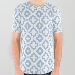 Pale Blue Ornamental Arabic Pattern All Over Graphic Tee