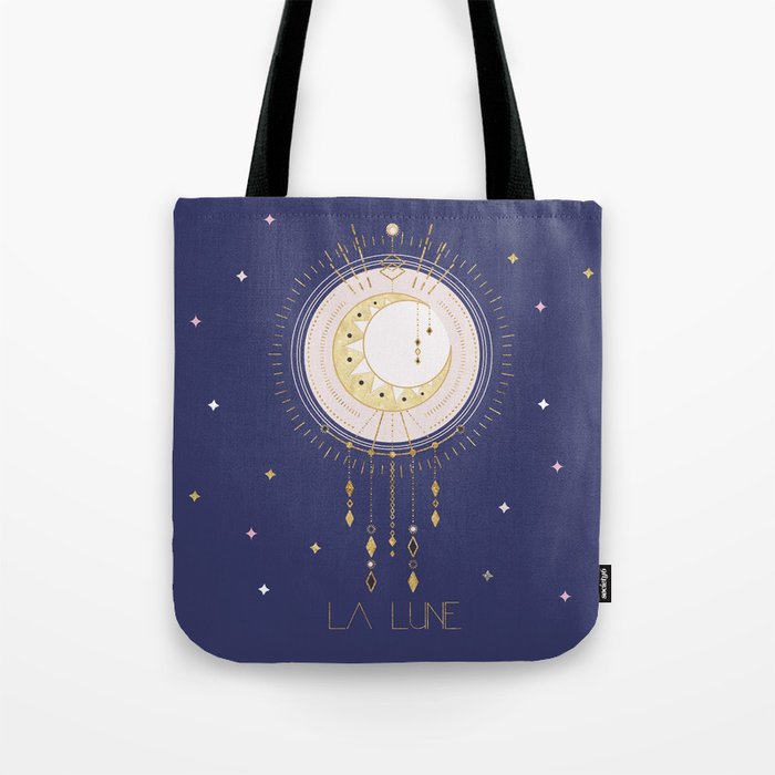 The Moon and stars - magical tarot illustration no6 Tote Bag