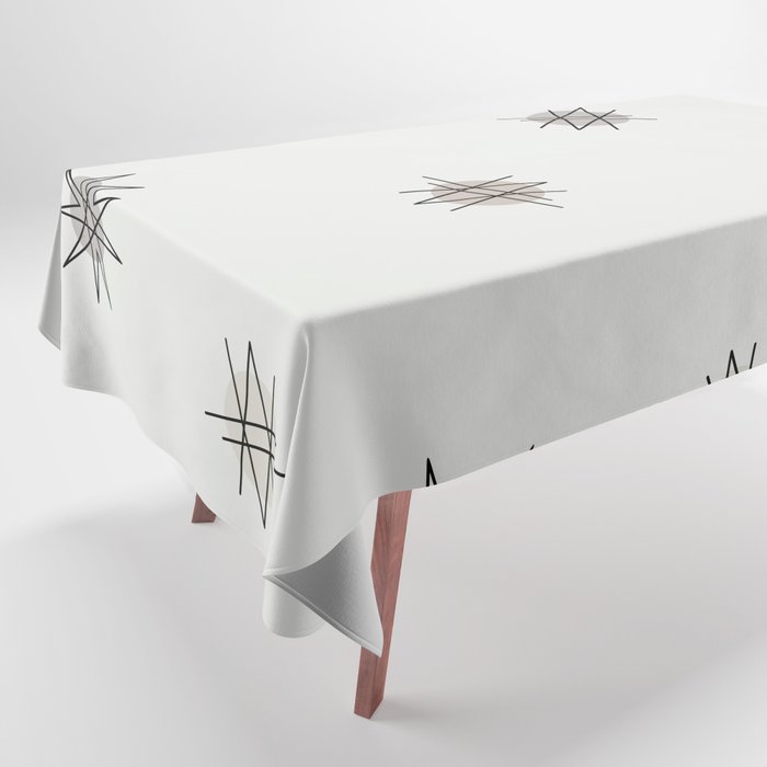 Atomic Age Starburst Planets Off-White Taupe Tablecloth