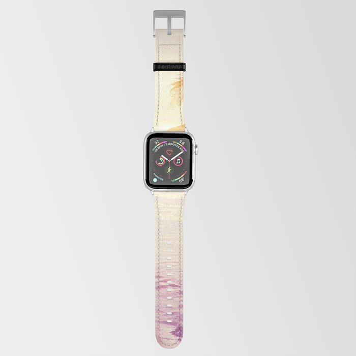 Tropical beach sunset background with palm tree silhouette. Vintage effect.  Apple Watch Band