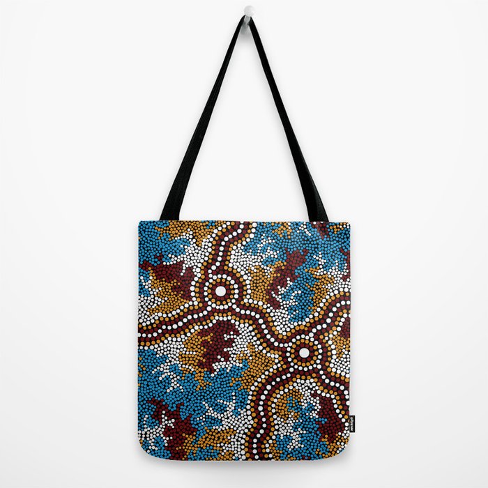 Authentic Aboriginal Art - Riverside Dreaming Tote Bag by Hogarth