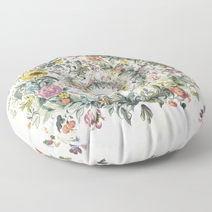 Cream floral spiral Floor Pillow
