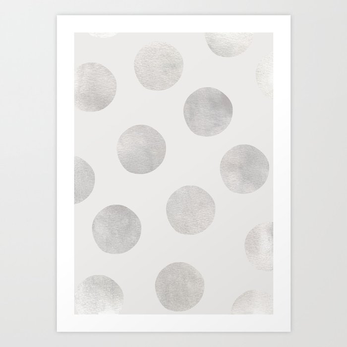 Silver Polka Dots Art Print