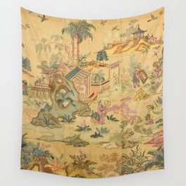 Antique 18th Century French Rococo Chinoiserie Landscape Wall Tapestry